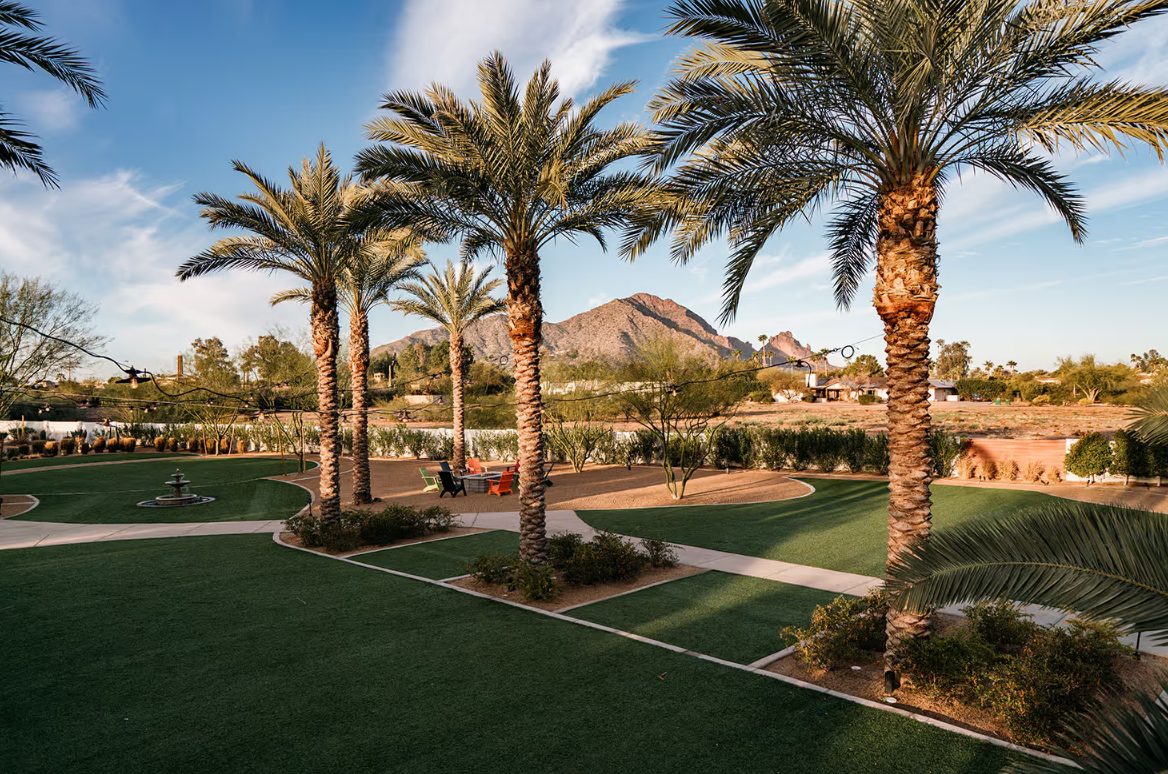 Andaz Scottsdale lawns with Camelback Mountain views